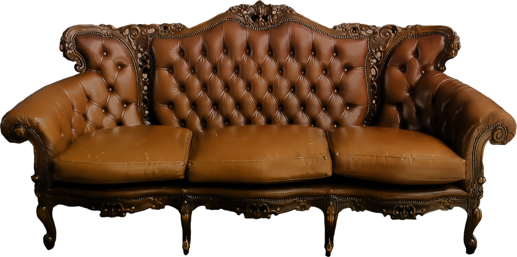 Elegant Brown Leather Chesterfield Sofa