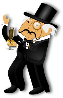 Elegant Cartoon Gentleman With Champagne