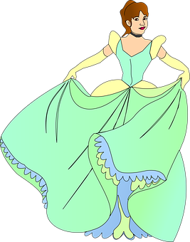 Elegant Cartoon Princessin Gown