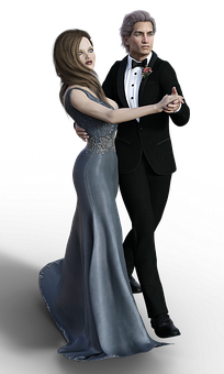 Elegant Couple Dancing3 D Illustration