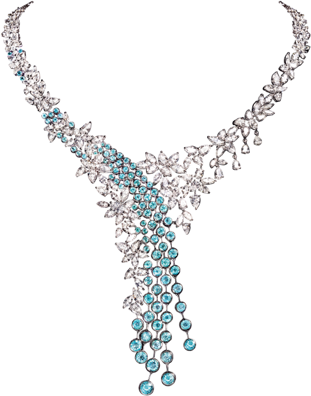 Elegant Diamond Aquamarine Necklace