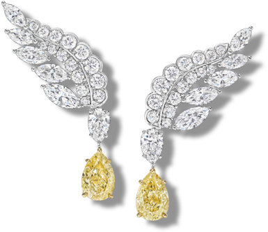 Elegant Diamond Feather Earrings