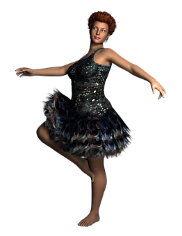 Elegant Digital Dancer Feathered Dress