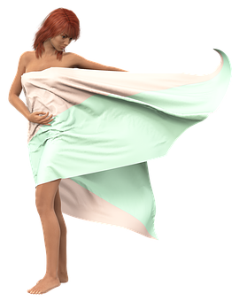 Elegant Draped Fabric Female Figure