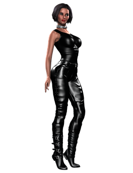 Elegant Female3 D Modelin Black Outfit