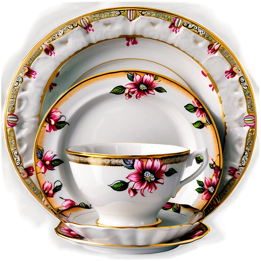 Elegant Fine China Dishes Png Aby