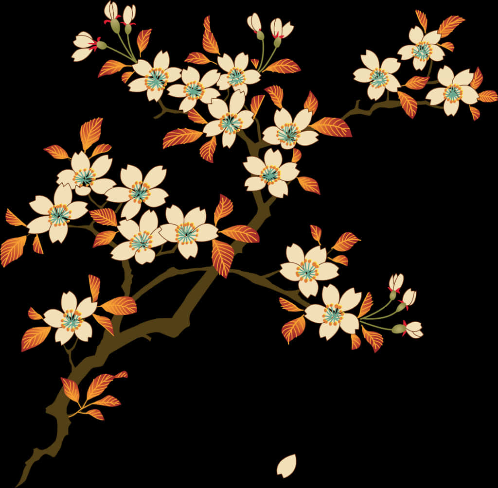 Elegant Floral Branch Illustration