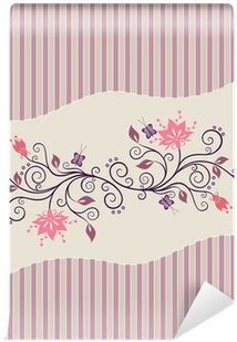 Elegant Floral Designon Striped Background
