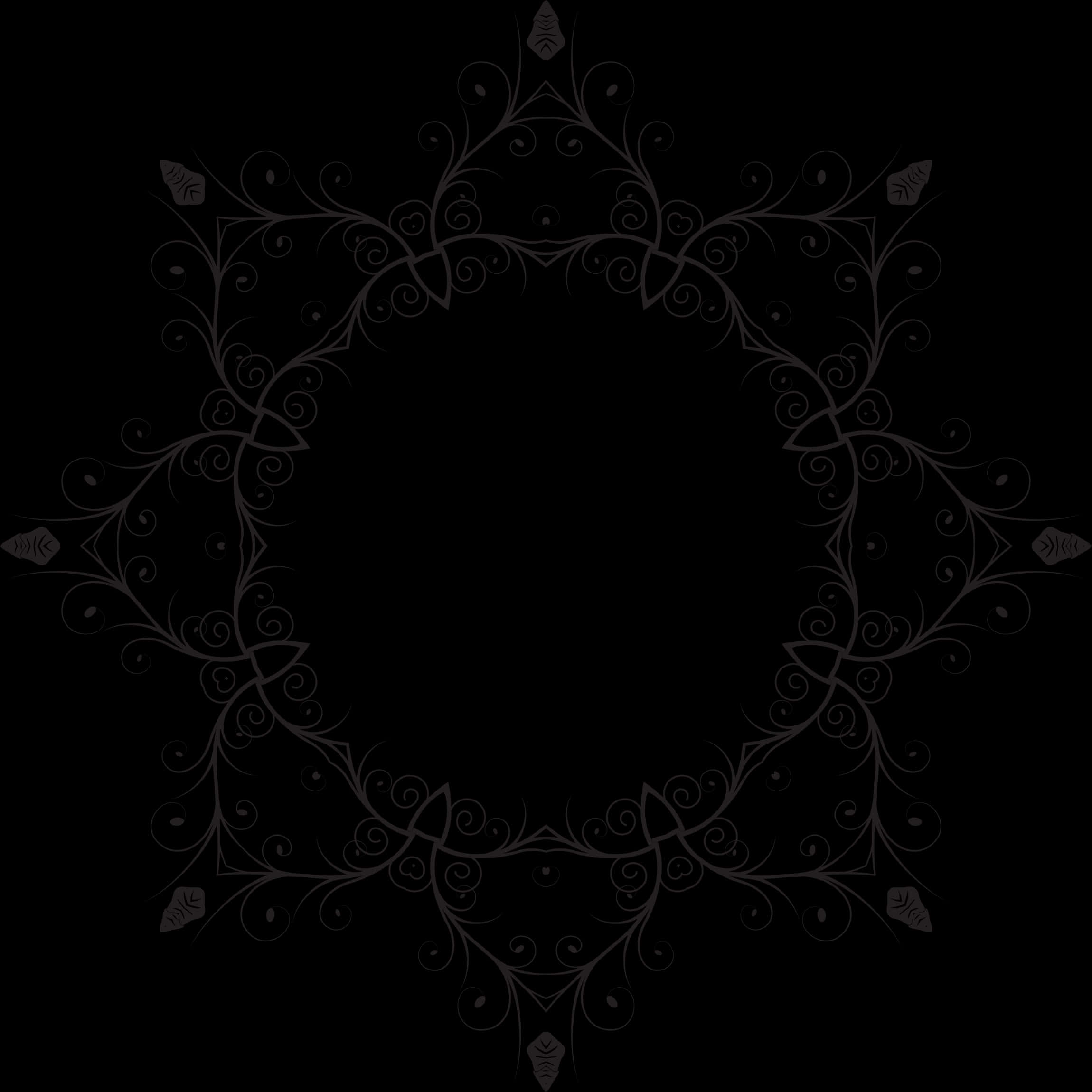 Elegant Floral Frame Black Background