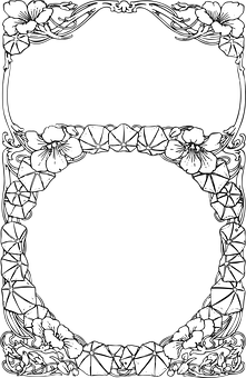 Elegant Floral Frame Blackand White