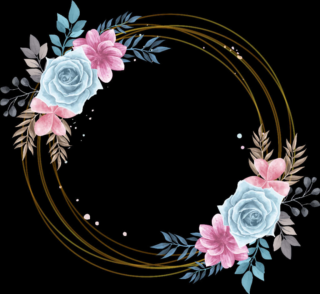 Elegant Floral Gold Circle Frame