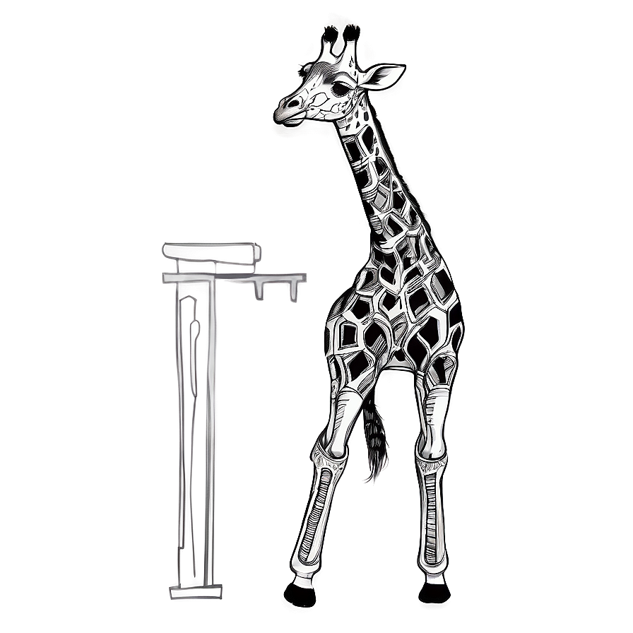 Elegant Giraffe Sketch Png 05062024