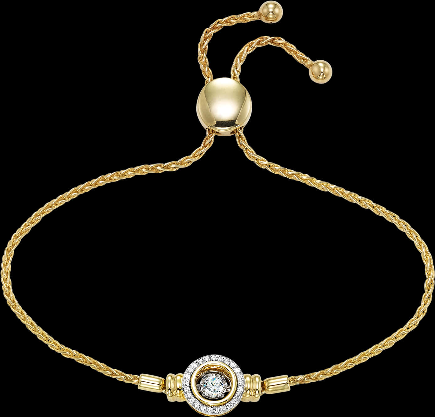 Elegant Gold Braceletwith Diamond Centerpiece