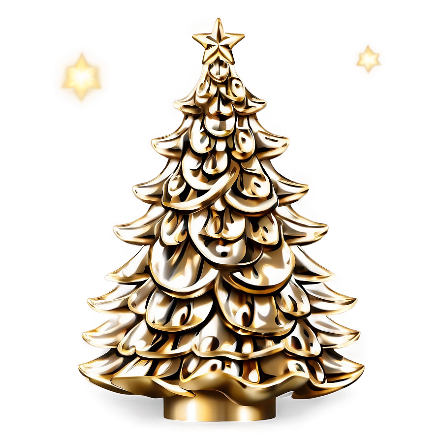 Elegant Gold Christmas Tree Aesthetic Png Jju36