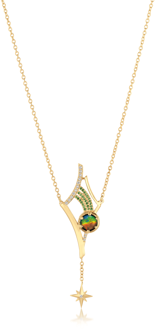 Elegant Gold Diamond Necklacewith Gemstone Pendant