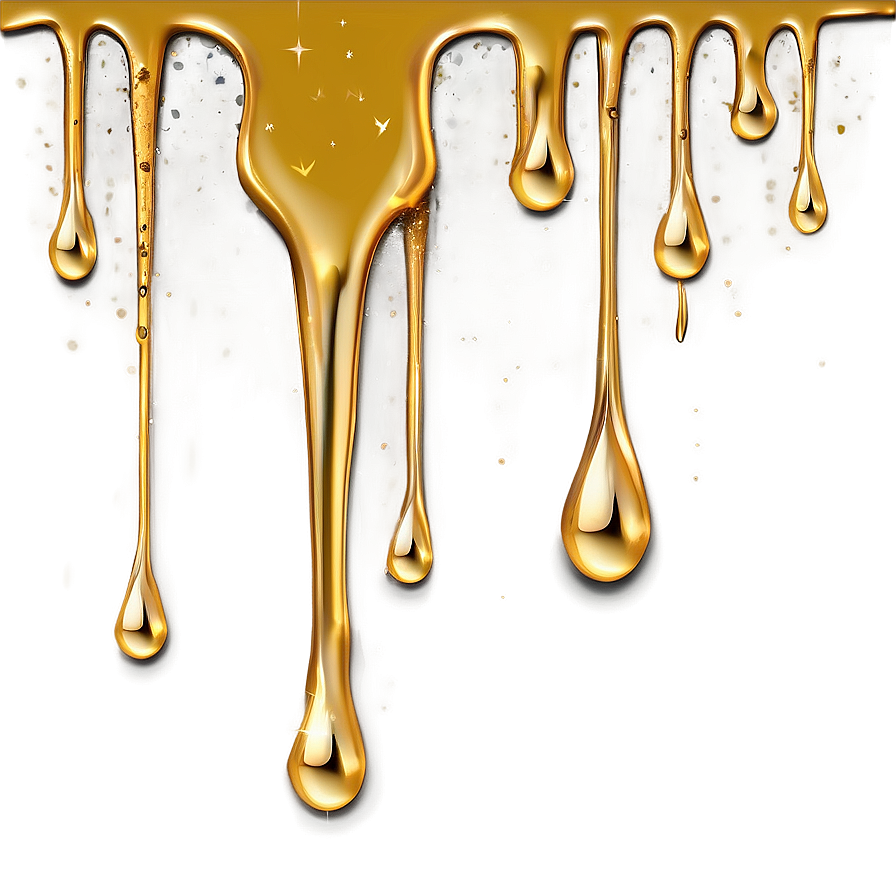 Elegant Gold Glitter Drip Design Png 06282024