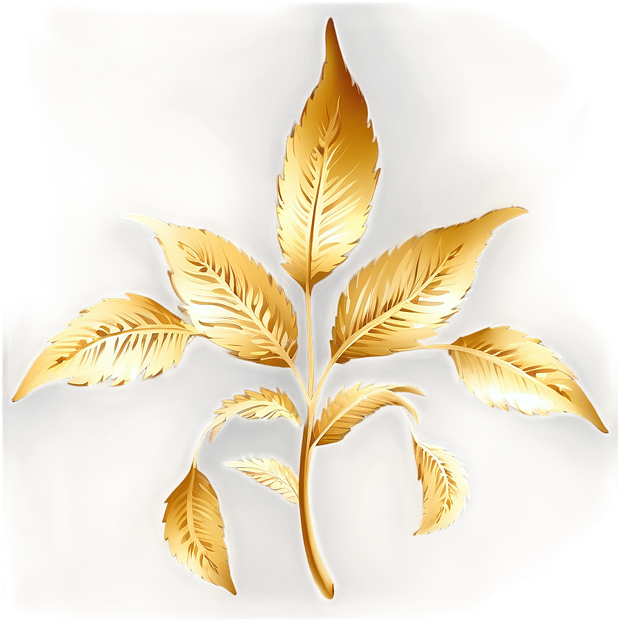 Elegant Gold Leaf Design Png Mld51