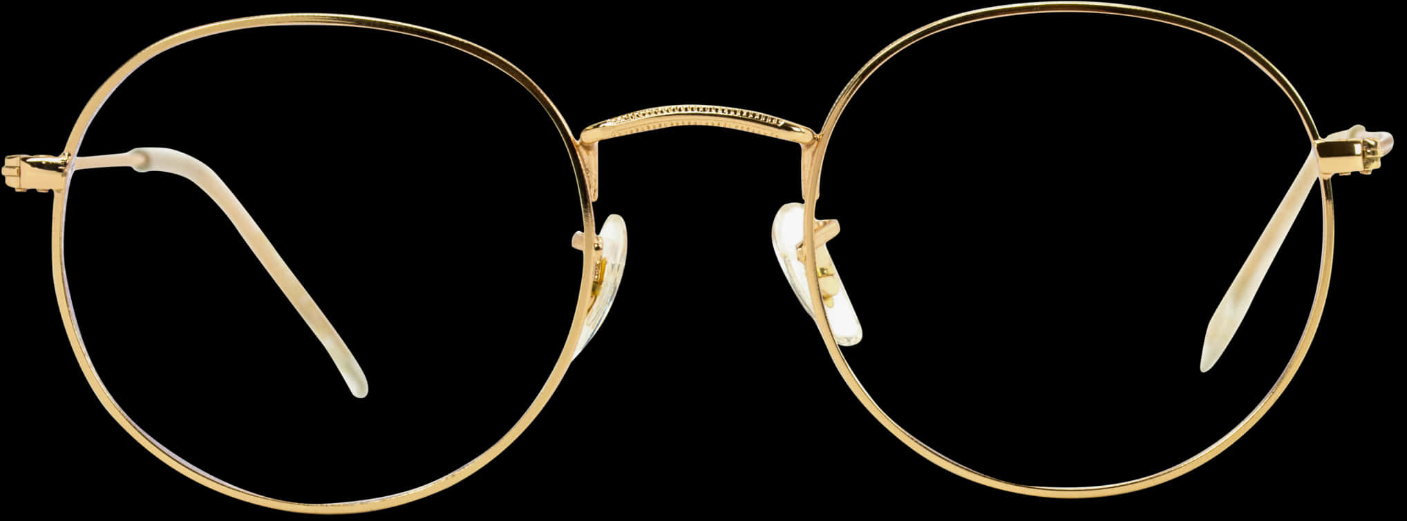 Elegant Gold Round Eyeglasses Isolated