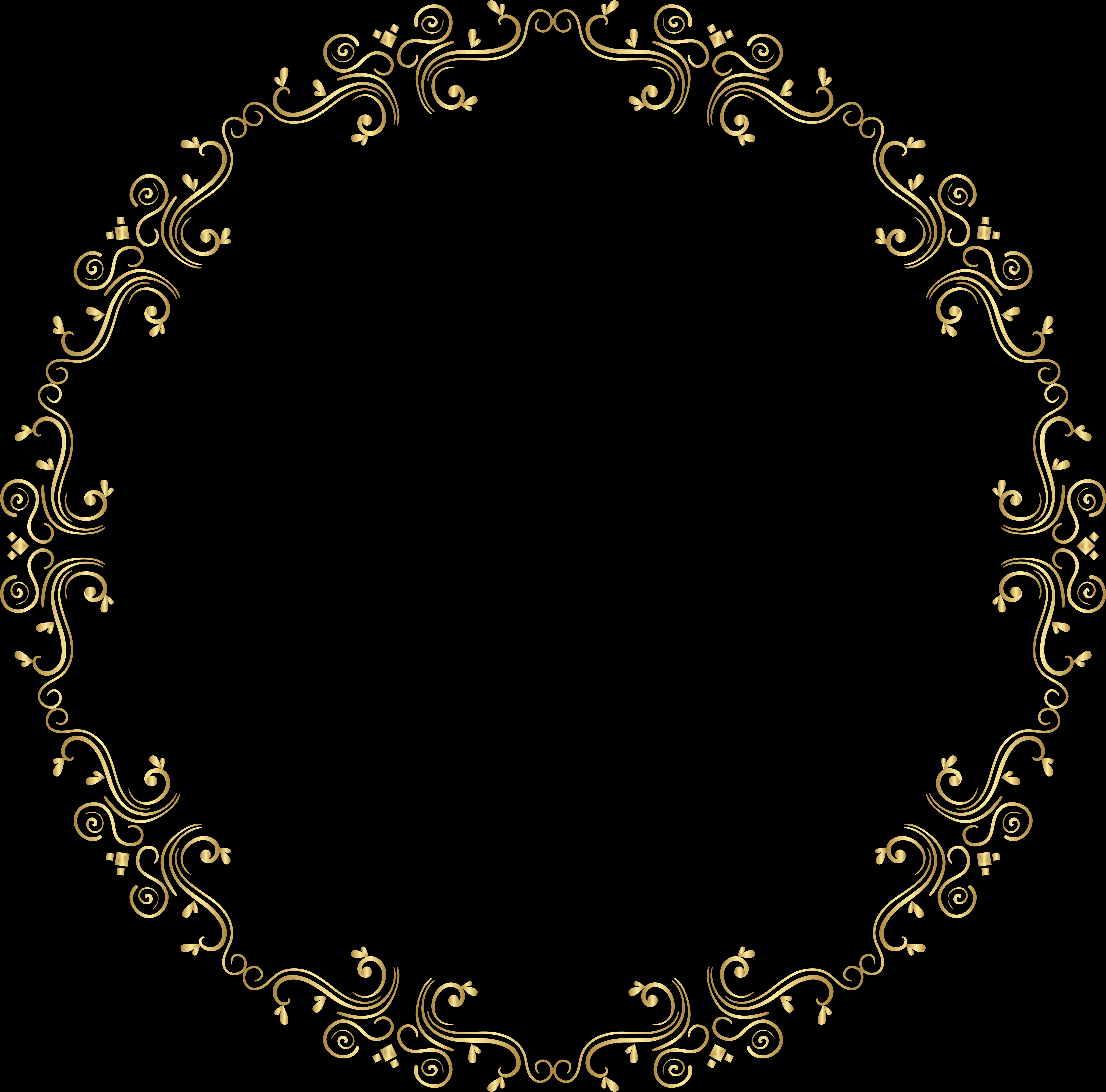 Elegant Golden Floral Round Frame