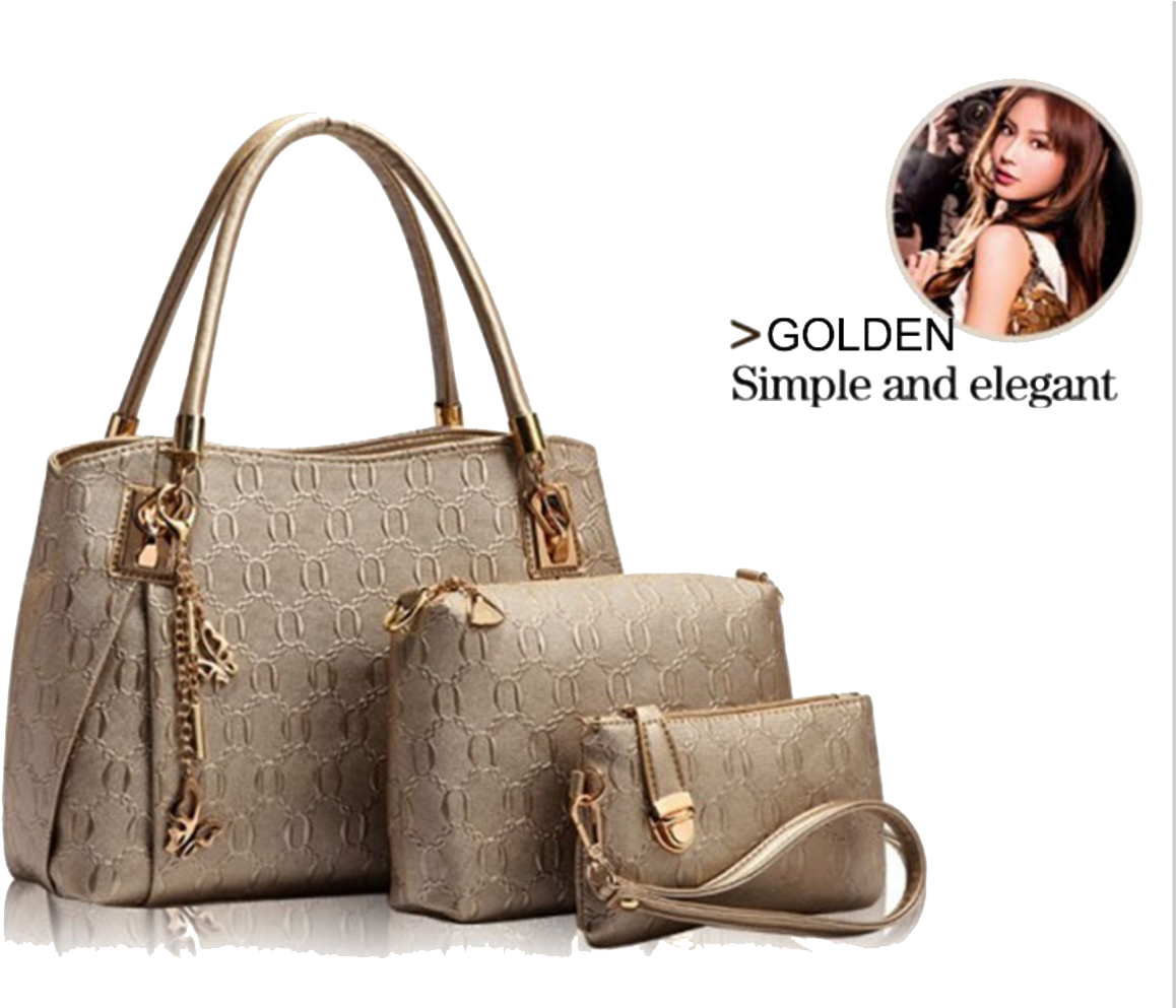 Elegant Golden Handbag Set