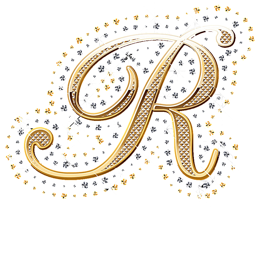 Elegant Golden Letter R Snowflake Design