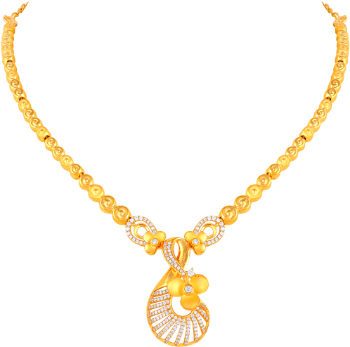 Elegant Golden Necklacewith Pendant