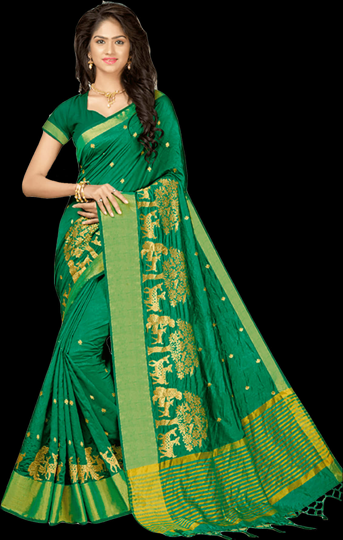 Elegant Green Saree Model