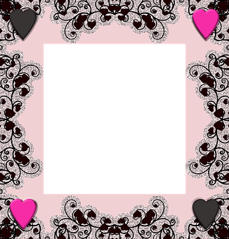Elegant Heart Frame Pink Background