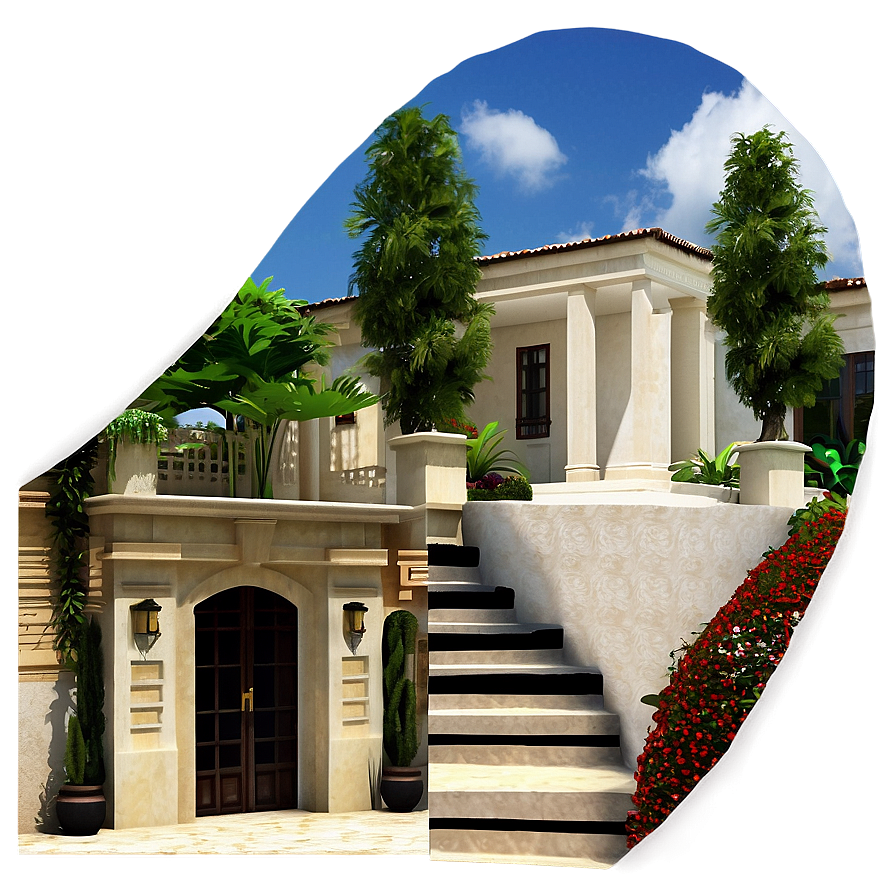 Elegant Mansion Courtyard Png 81