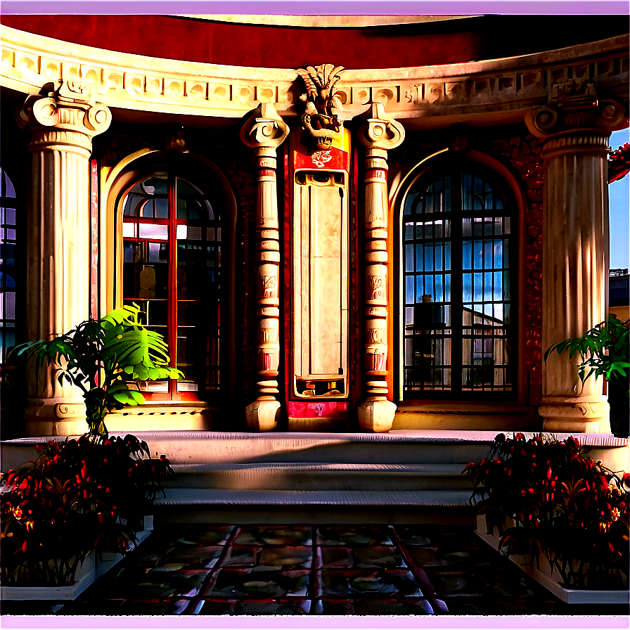 Elegant Mansion Courtyard Png Qjc