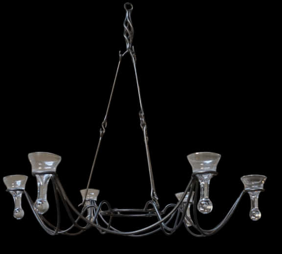 Elegant Metal Chandelier Black Background