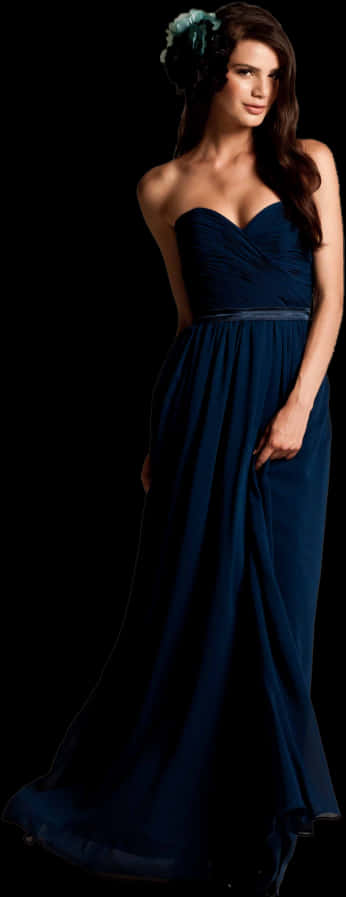 Elegant Navy Blue Evening Gown