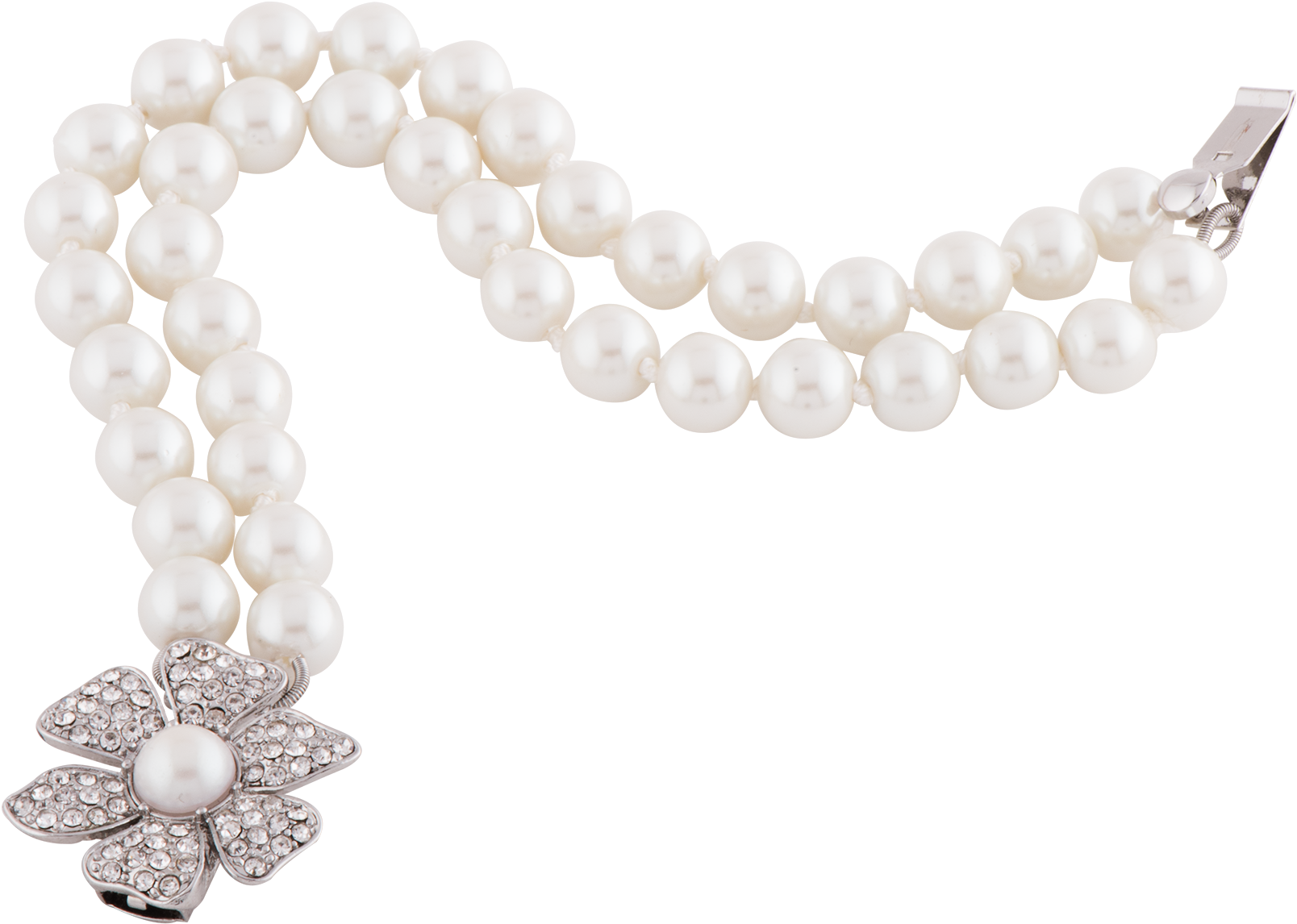 Elegant Pearl Braceletwith Flower Clasp