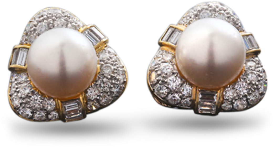 Elegant Pearl Diamond Earrings