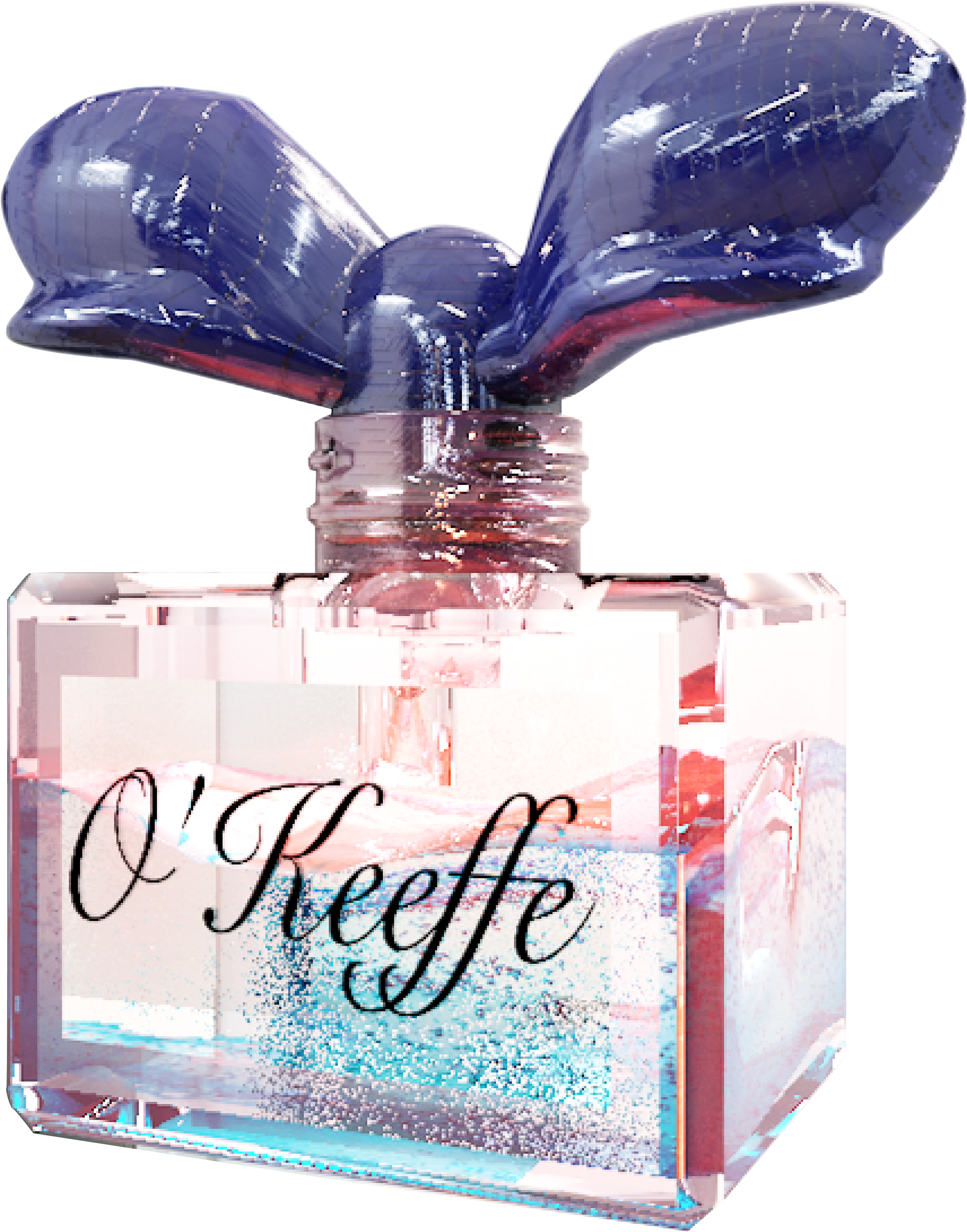 Elegant Perfume Bottlewith Blue Bow