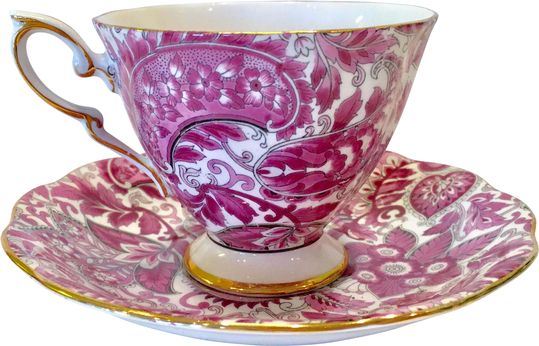 Elegant Pink Floral Tea Cupand Saucer