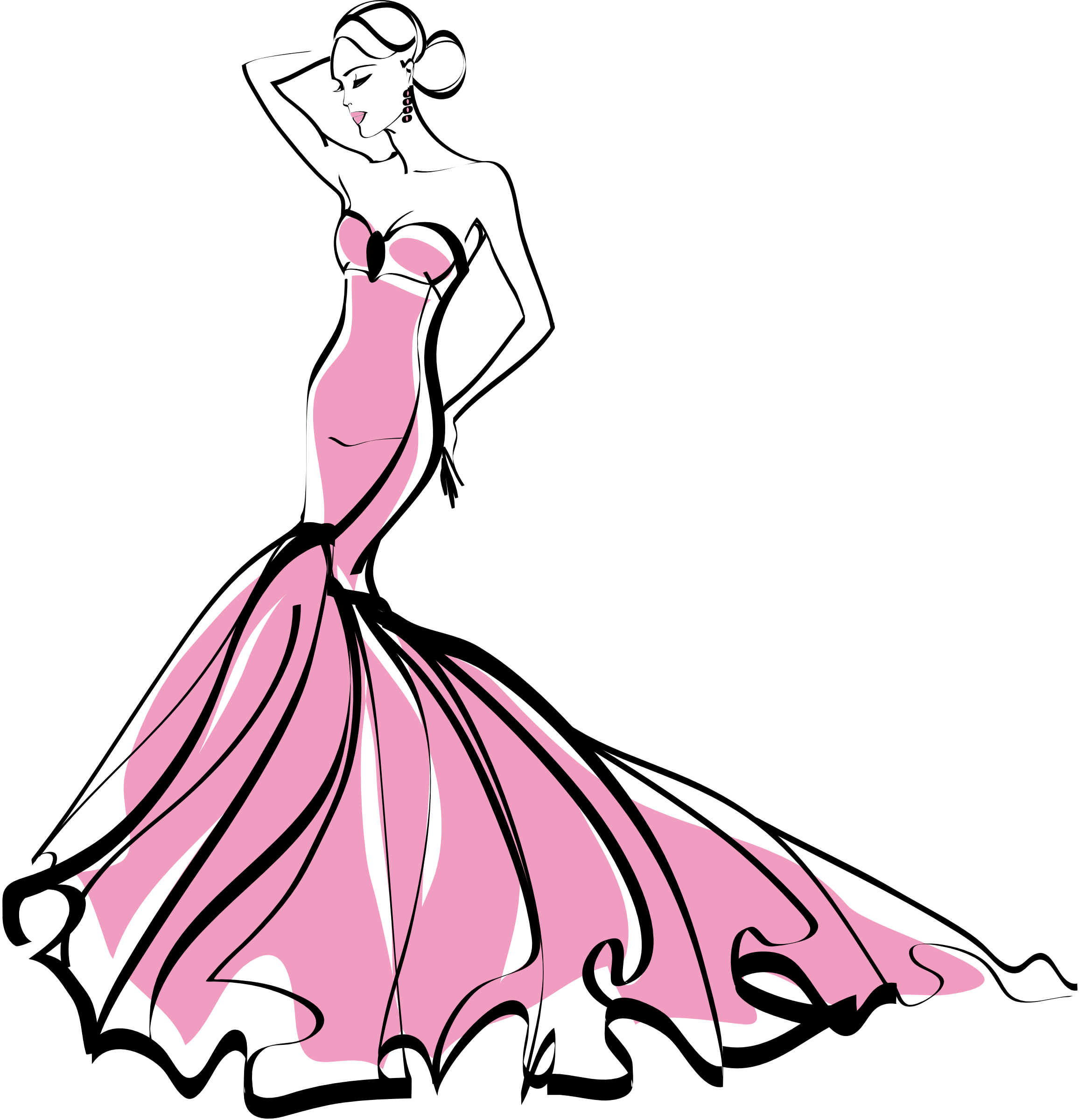 Elegant Pink Gown Fashion Illustration