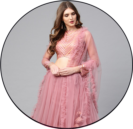 Elegant Pink Lehenga Model Pose