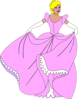 Elegant Pink Princess Cartoon