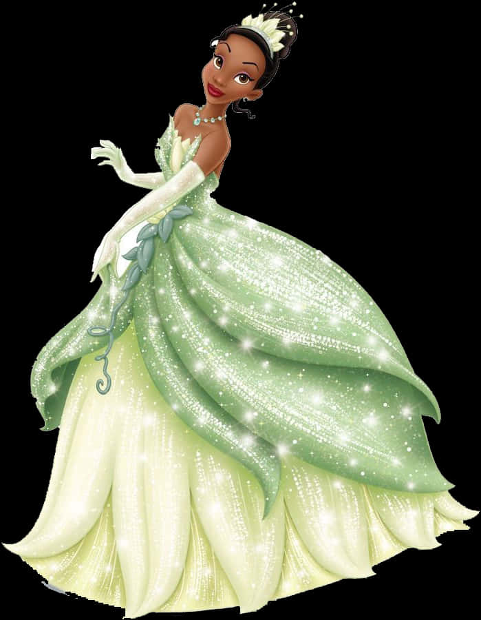 Elegant Princessin Green Gown