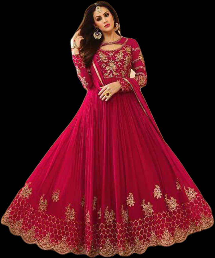 Elegant Red Anarkali Suit