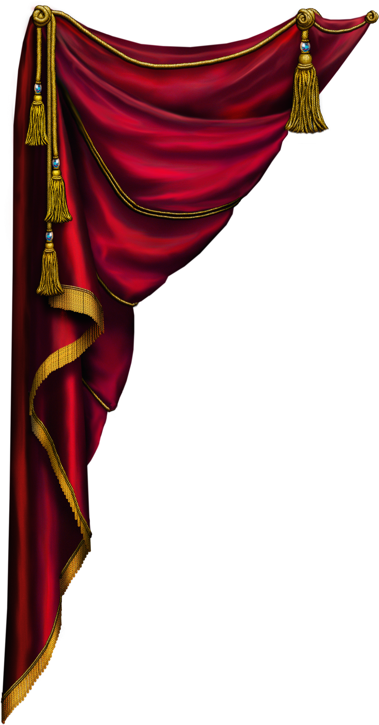 Elegant Red Curtainwith Gold Trim