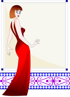 Elegant Red Dress Artwork