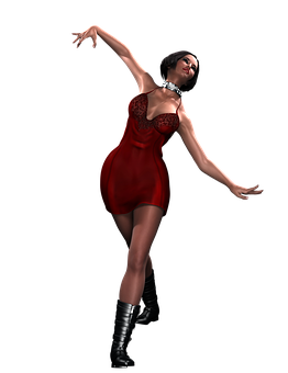 Elegant Red Dress Dancer