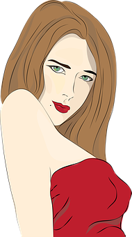 Elegant Red Dress Woman Illustration