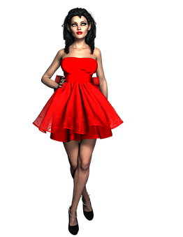 Elegant Red Dress3 D Model