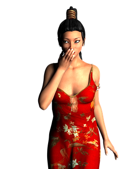 Elegant Red Dress3 D Model