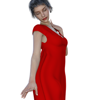 Elegant Red Dress3 D Model