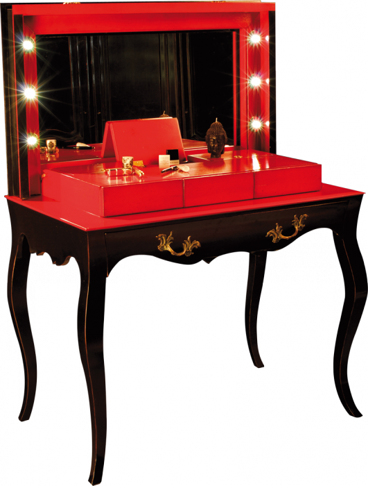 Elegant Red Dressing Tablewith Lights