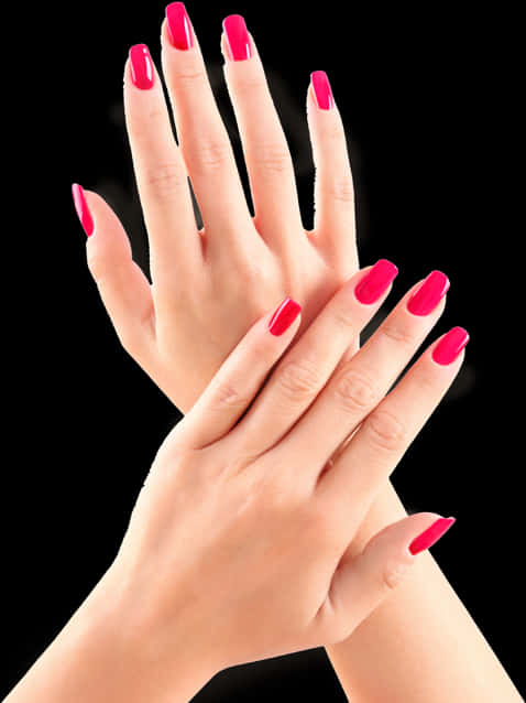 Elegant Red Manicureon Hands